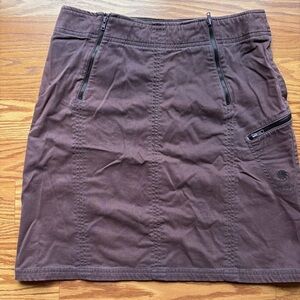 ATHLETA A-Line Maroon‎ Linen Skirt Size Medium Womens Zipper Pockets Knee Length